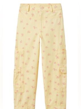 Zara Girls Yellow Floral Cargo Pants size 11-12